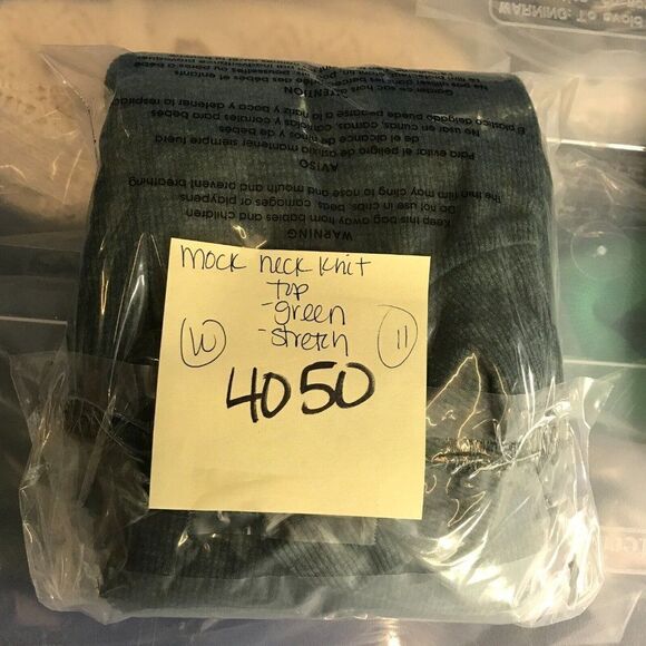 LOGO Lori Goldstein Womens Mock Neck Knit Top Green Long Sleeve Shirt L Large - Picture 11 of 11